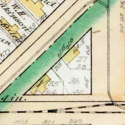 The Brown Street property mapped from 1875 to 1918, 1888