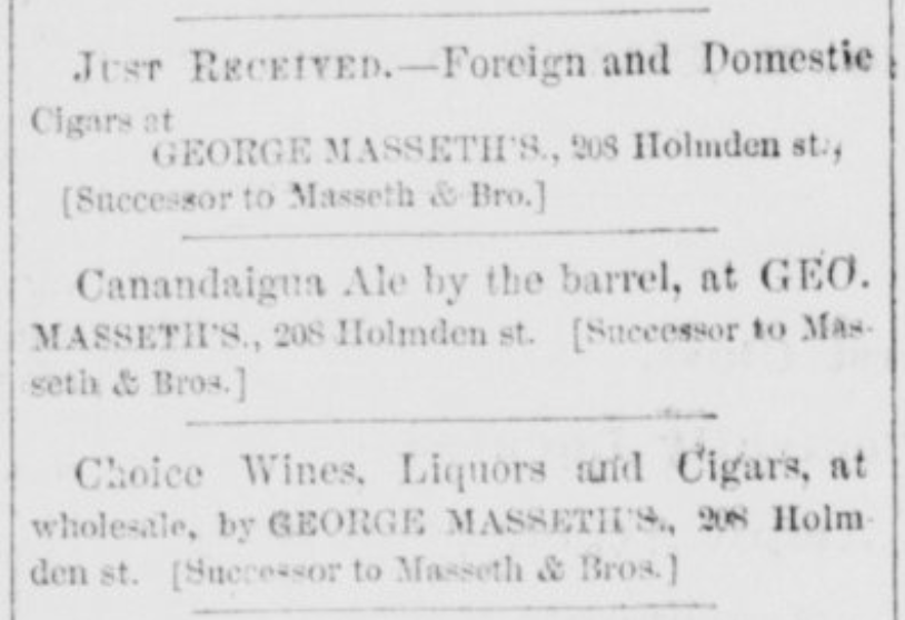 George Masseth’s Liquor Store, from the March 16, 1866 edition of the Pithole Daily Record